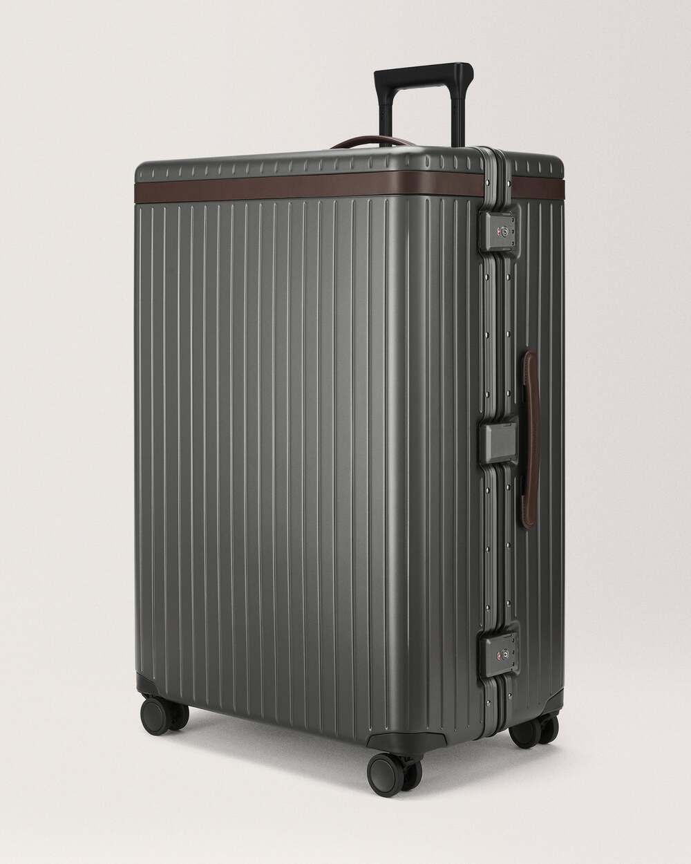 Carl Friedrik Large Check-In Hybrid Suitcase 125L Grey/Chocolate NEW Authentic